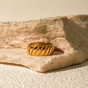 Gold plated hypotenuse pattern closed ring, view 3 - MRSLM