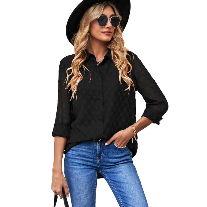 Tulle Long Sleeved Lace Shirt Women's Loose Top