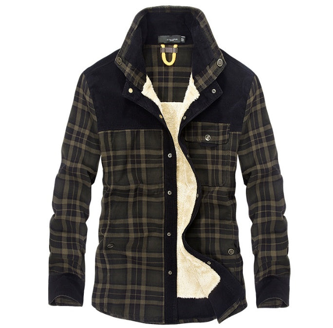 Men's fleece-lined cotton plaid jacket, view 5 - MRSLM