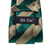green striped silk necktie set for men, view 6 - MRSLM