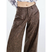 Faux leather wide leg trousers, view 7 - MRSLM