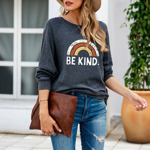 women's rainbow print pullover sweater, view 2 - MRSLM
