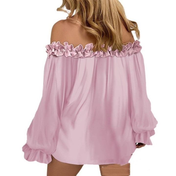 Ruffled Off-shoulder Long-sleeved Top