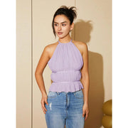 ruffle hem halter top, view 2 - MRSLM