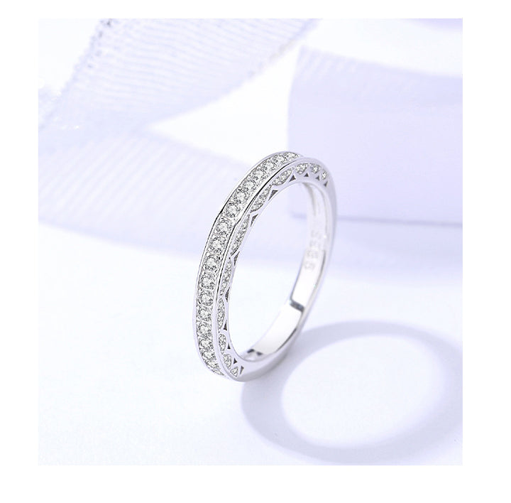 Luxury 1 Karat Moissanite Ring S925 Sterling Silver All-matching Elegant Set