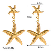 stainless steel starfish earrings, view 2 - MRSLM