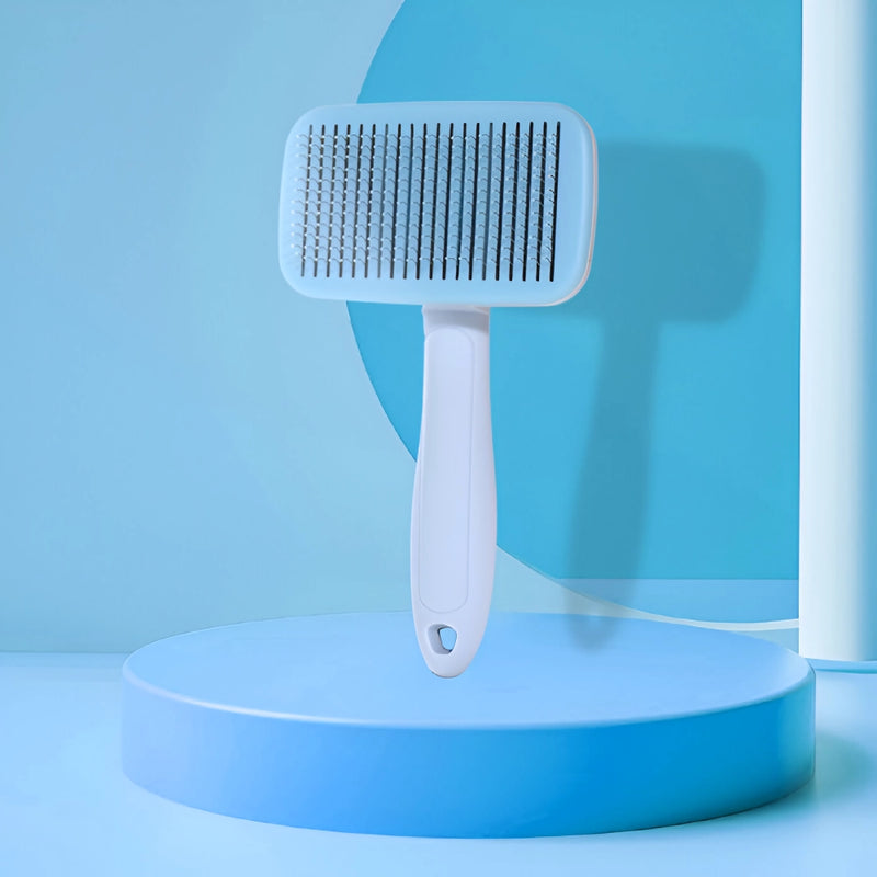 pet grooming brush with steel comb, view 2 - MRSLM