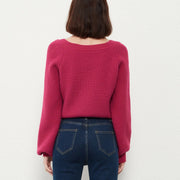 square collar cotton knit sweater, view 6 - MRSLM