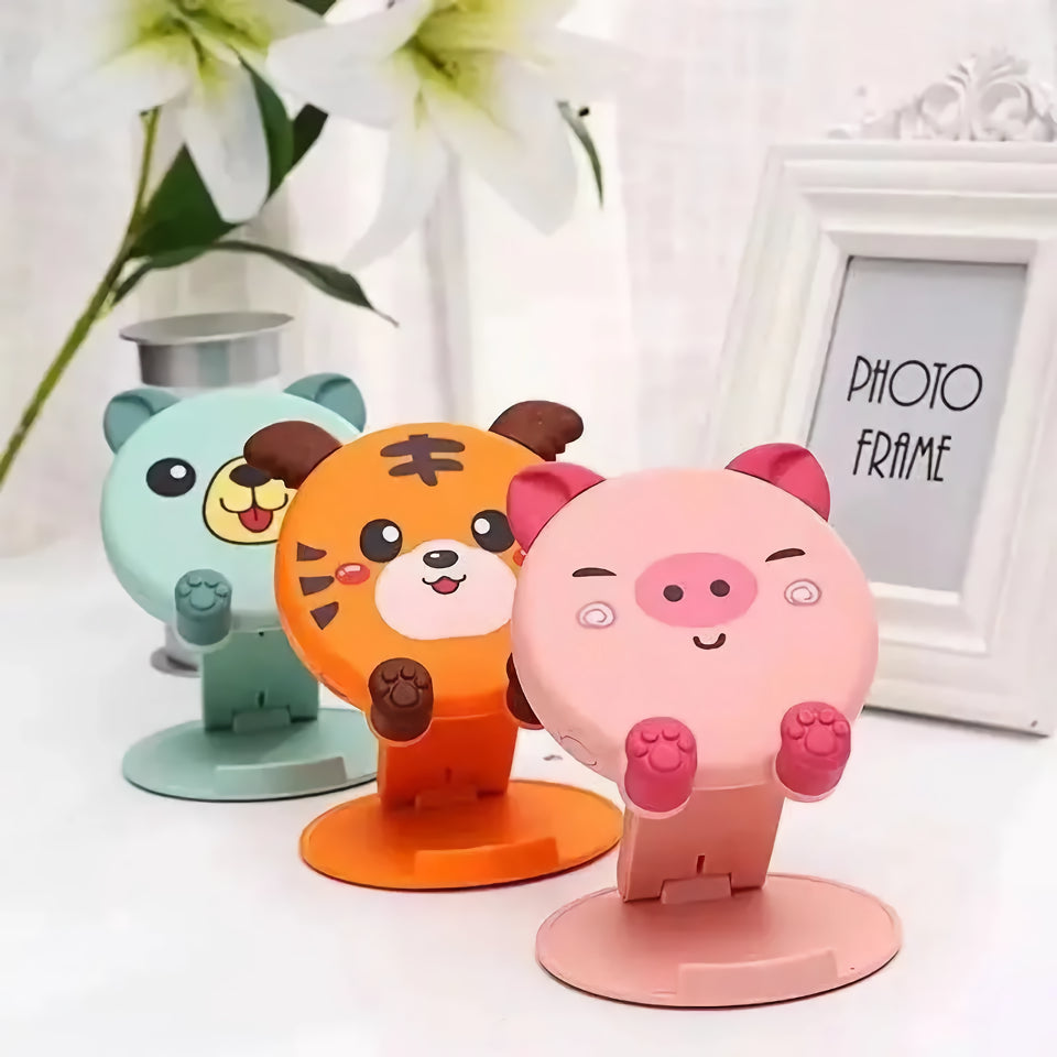 Cute Pig Tiger Foldable Phone & Tablet Stand - Adjustable Desktop Holder