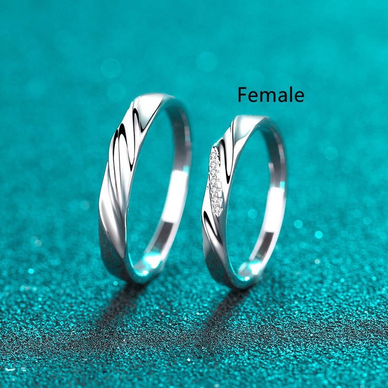 925 sterling silver star couple ring, view 6 - MRSLM