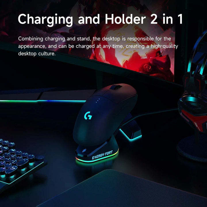 Wireless Gaming Mouse Charging Dock with RGB Indicator