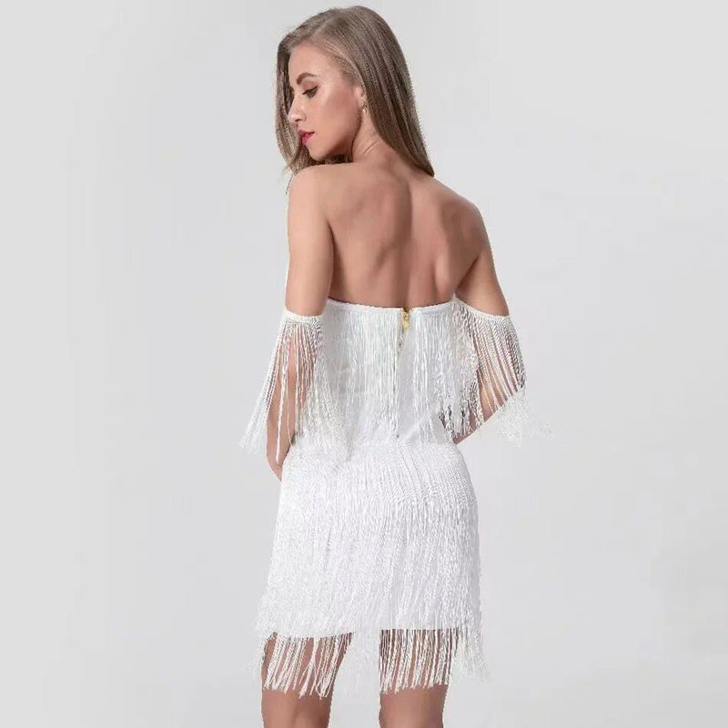 Tassel bandage bodycon mini dress, view 6 - MRSLM