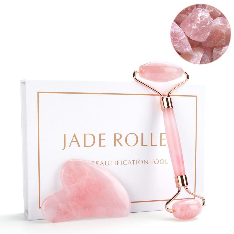 rose quartz roller and gua sha set - MRSLM