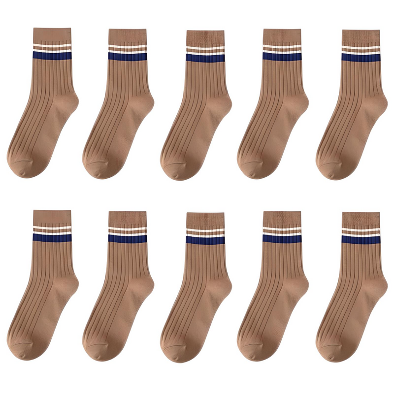 10 pares de meias listradas de algodão para homem