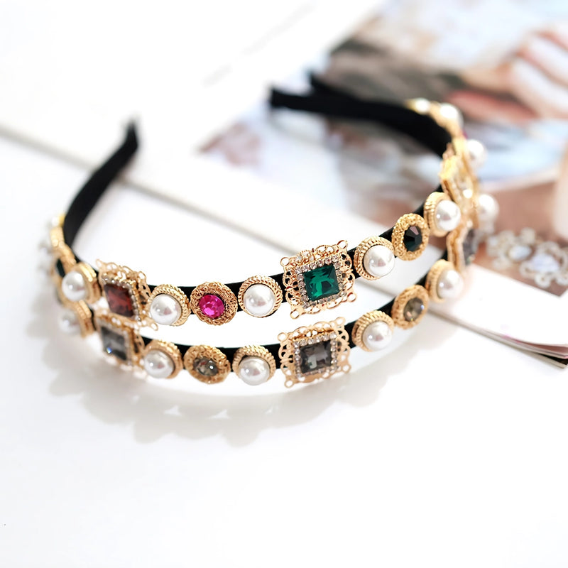 rhinestone and pearl headband, view 7 - MRSLM
