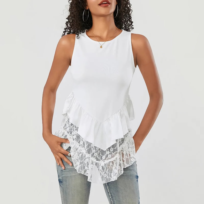 floral lace patchwork tank top - MRSLM
