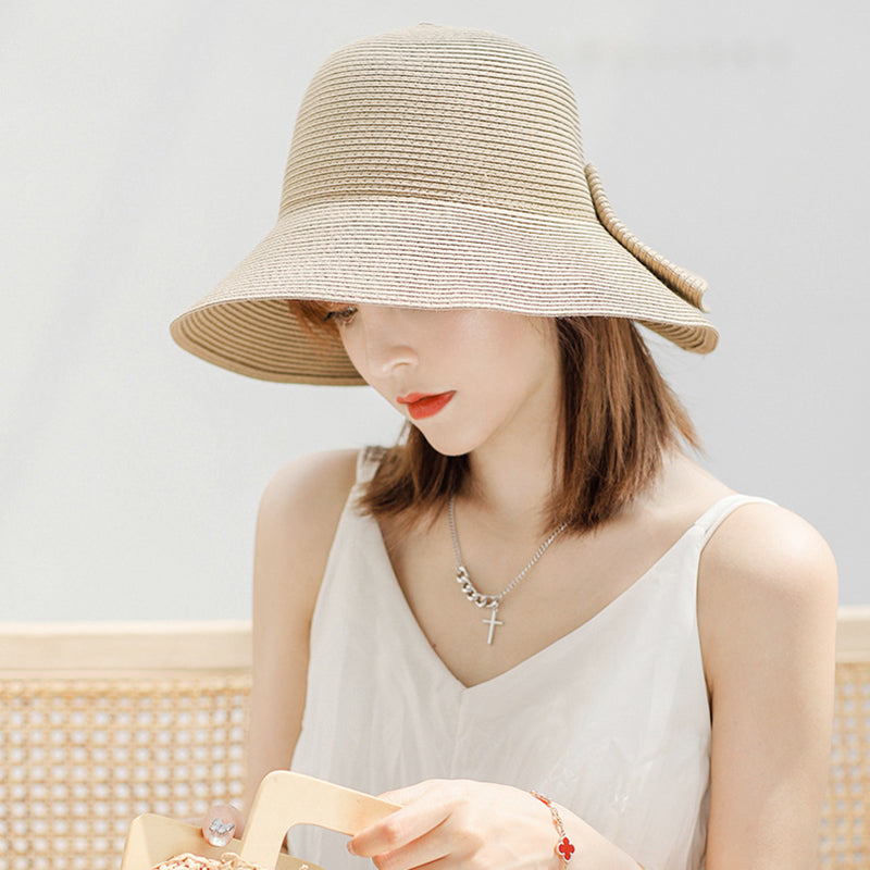 women's collapsible straw sun hat, view 4 - MRSLM