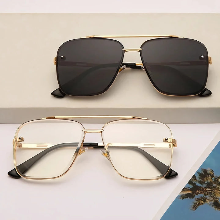 Klassische quadratische Vintage-Sonnenbrille – Luxuriöse UV400-Sonnenbrille mit Metallrahmen für Damen und Herren