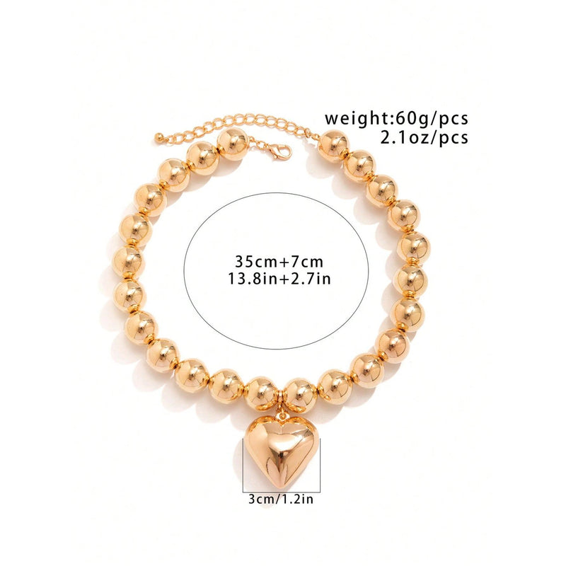 acrylic heart pendant choker necklace, view 9 - MRSLM