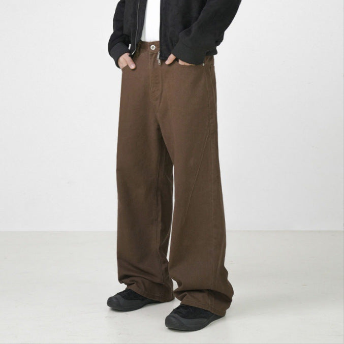 washed cotton straight-leg trousers - MRSLM