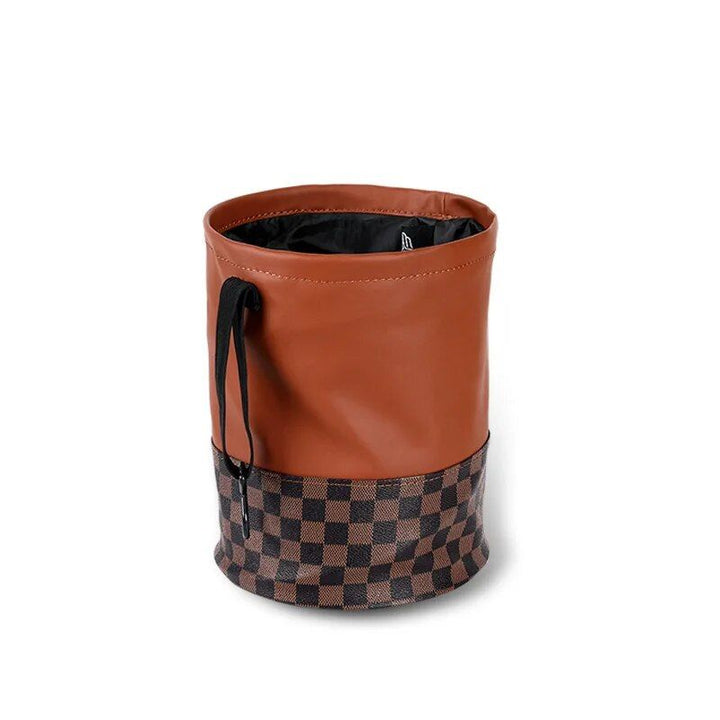 Luxurious Leather Car Trash Can: Foldable & Hanging Design