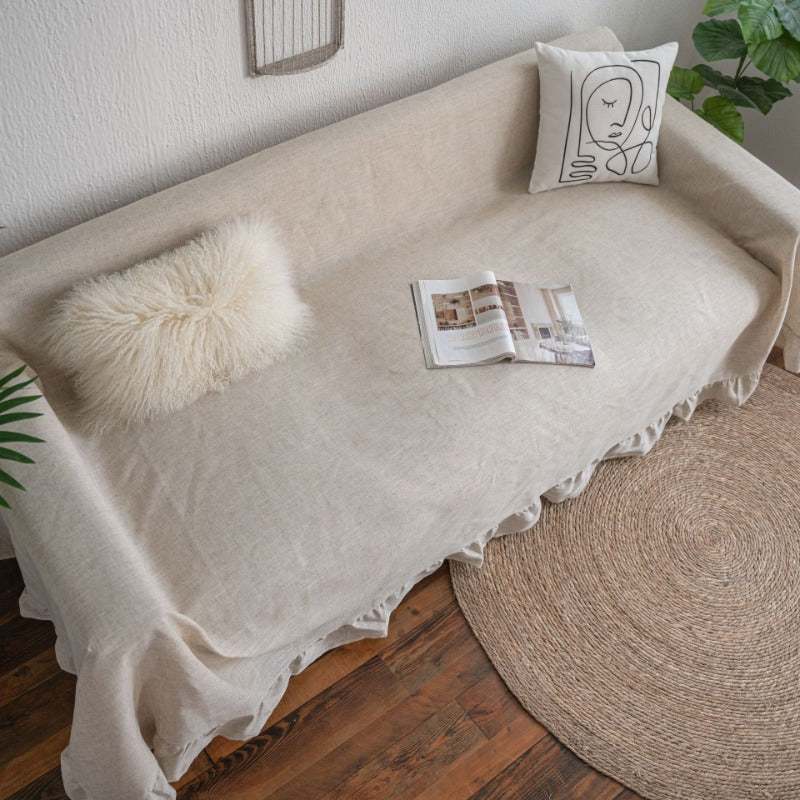 plain ruffled sofa cover, view 4 - MRSLM