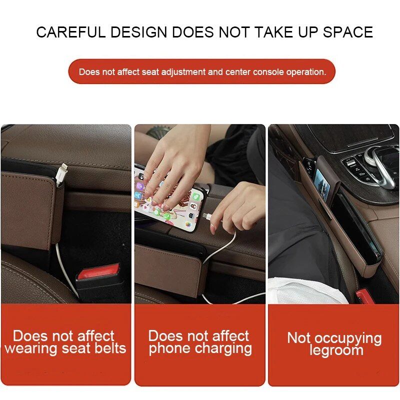 Preenchedor e organizador de espaço entre os bancos do carro Luxe