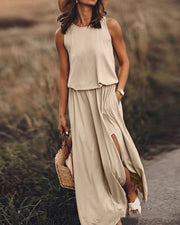 women's sleeveless split long dress, view 13 - MRSLM