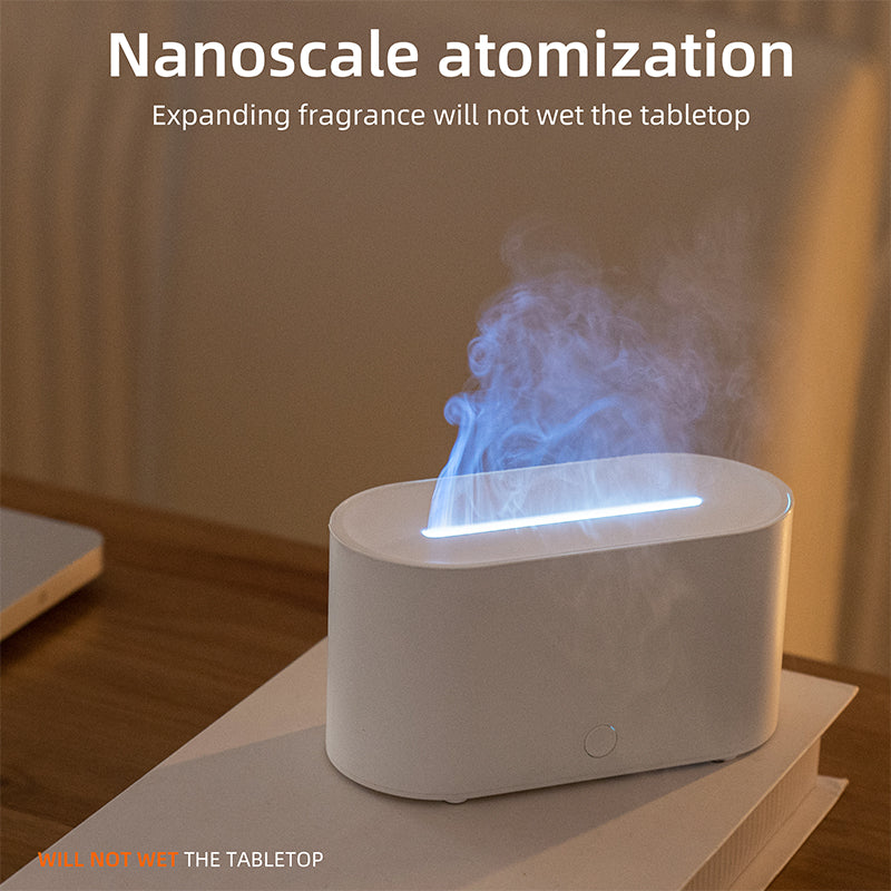 wood grain flame humidifier USB essential oil diffuser, view 11 - MRSLM