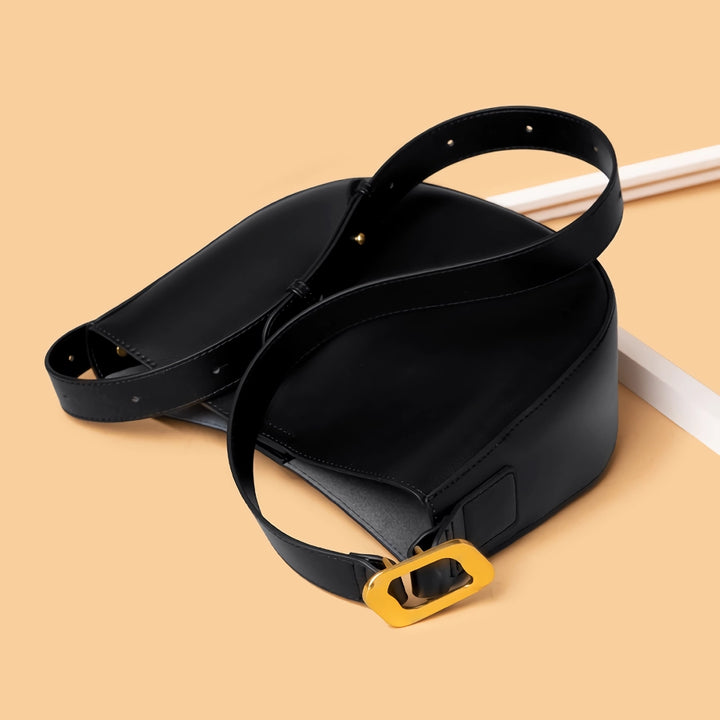 Vintage Cowhide Leather Shoulder Bag for Women - Stylish Crossbody Tote