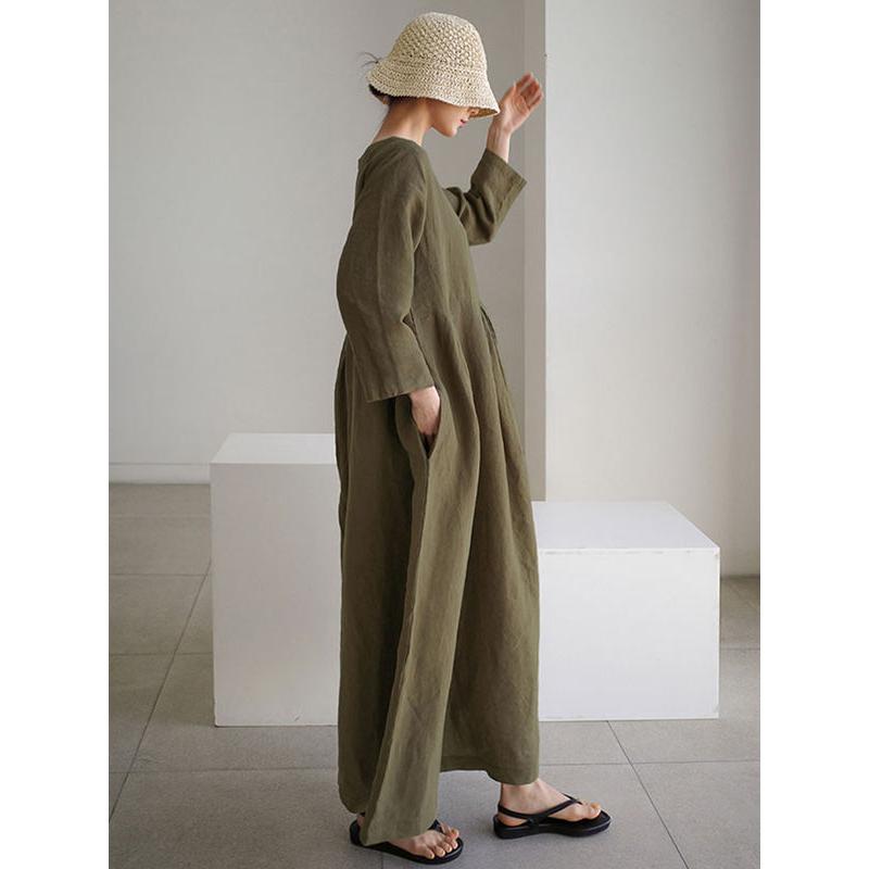 cotton linen maxi dress, view 3 - MRSLM