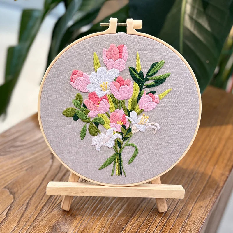 Kit de Bordado de Flores para Iniciantes