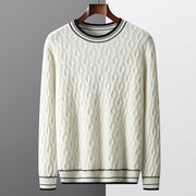 mens jacquard colorblock round neck sweater - MRSLM