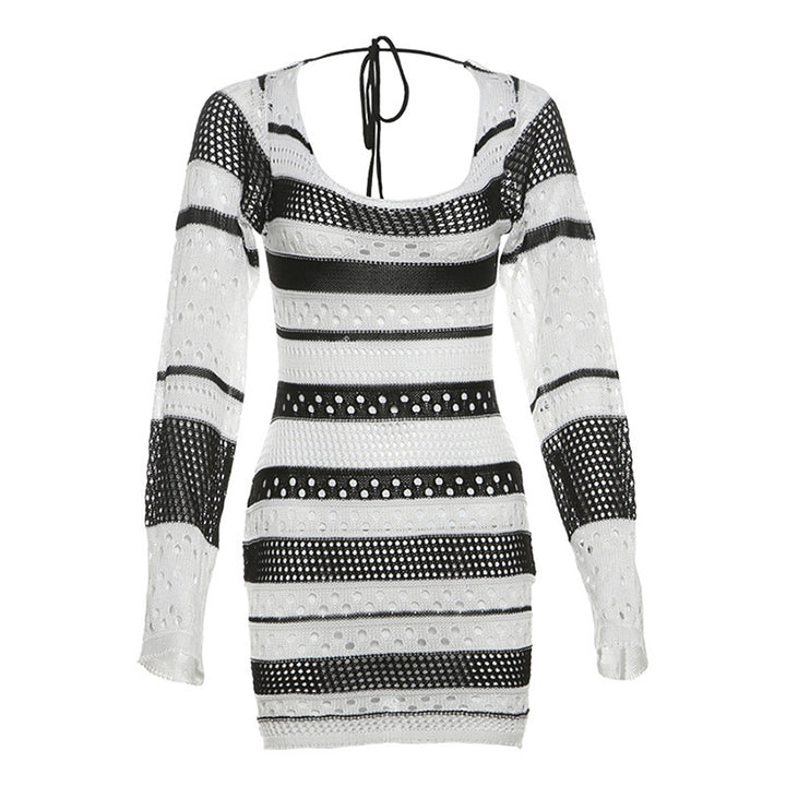 European And American Knitted Striped Dress Women
