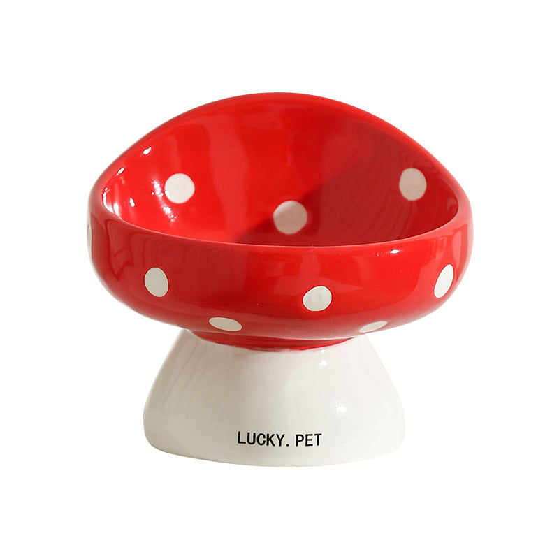mushroom shaped ceramic pet bowl, view 8 - MRSLM