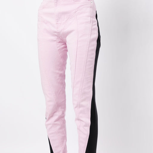 colorblock denim pencil jeans, view 2 - MRSLM