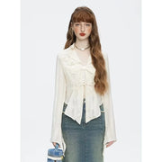 lace-up bow blouse, view 6 - MRSLM