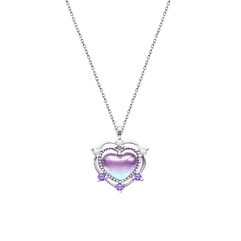 Sterling Silver Peach Amethyst Heart Necklace