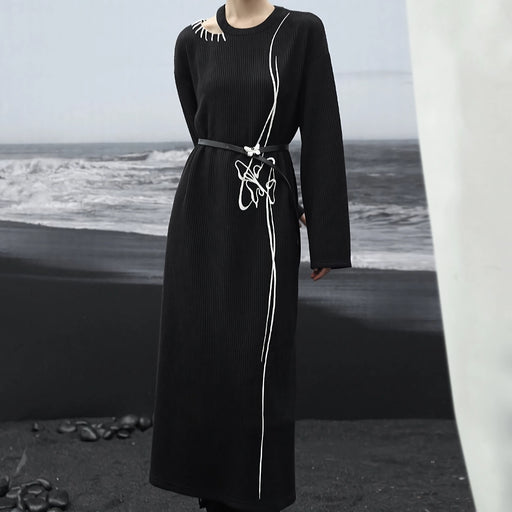 black knitted embroidered sweater dress - MRSLM