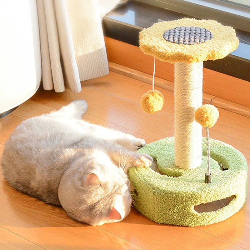 interactive sisal cat scratching post, view 6 - MRSLM