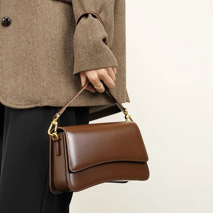 Genuine Leather Vintage Shoulder Bag for Women – High-Quality Underarm Handbag