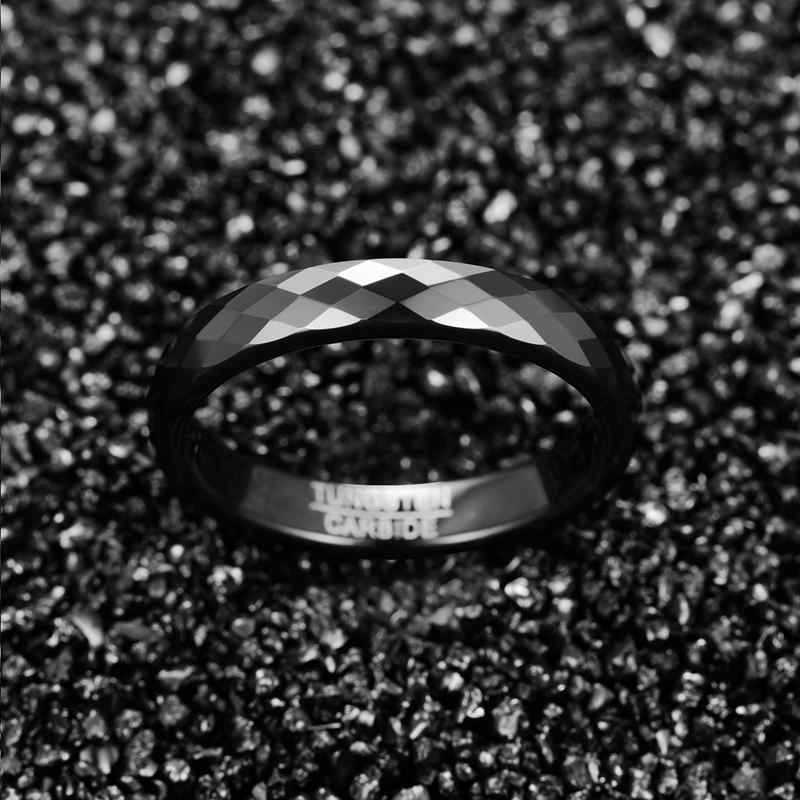 Wide Electroplated Black Faced Tungsten Steel Ring