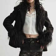 Loose blend coat with turn-down collar, view 4 - MRSLM