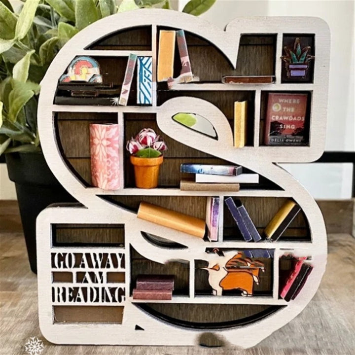 Custom Initial Book Lover Miniature Bookshelf