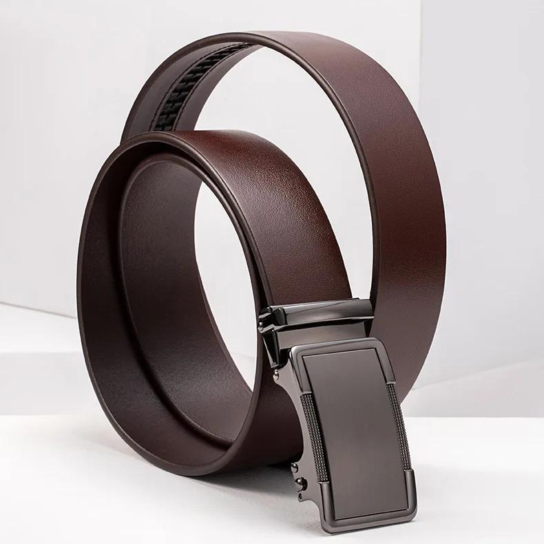 men's genuine leather belt automatic alloy buckle, view 4 - MRSLM