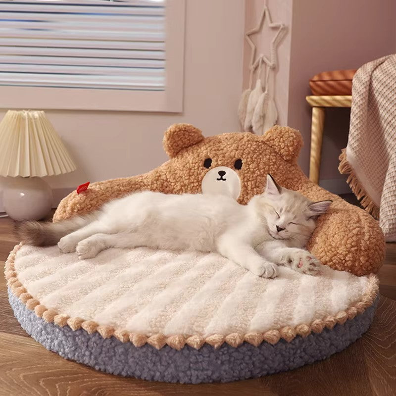 cozy bear-shaped cat sofa mat, view 6 - MRSLM