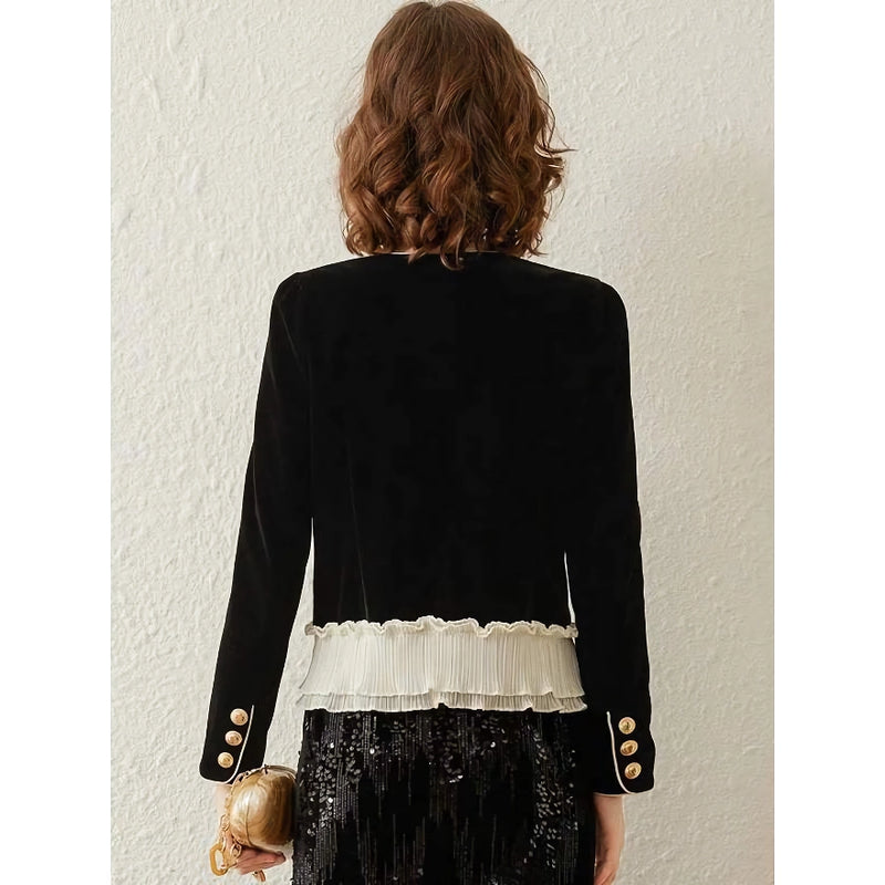 women's lace contrast patchwork jacket, view 6 - MRSLM