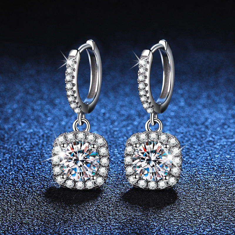 Women's Fashion Silver Mossstone Earrings