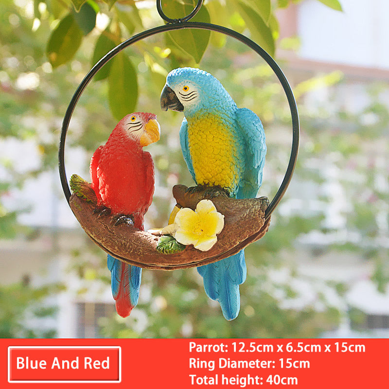 cute resin parrot with ring, view 4 - MRSLM