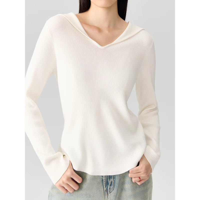 casual v-neck hooded sweater, view 4 - MRSLM
